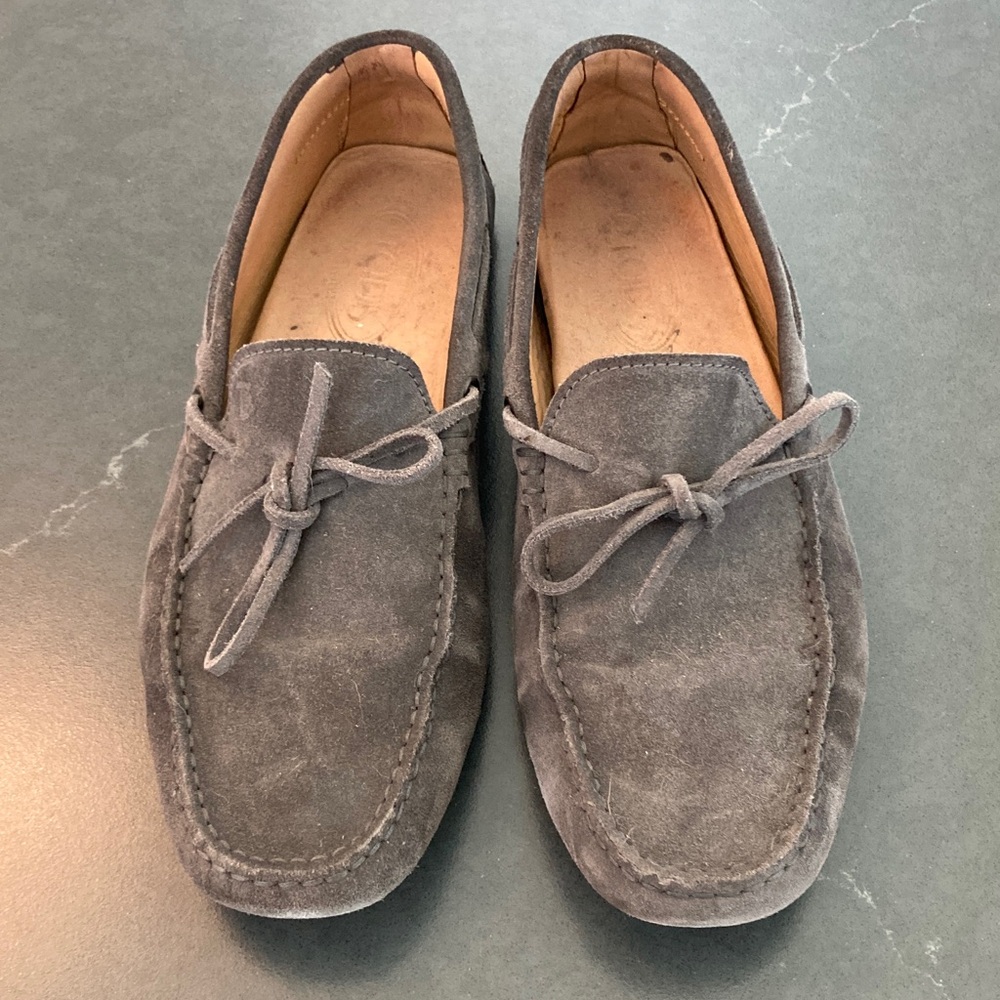 Tod's Charcoal Suede Gommino Loafer for Men UK Size 8